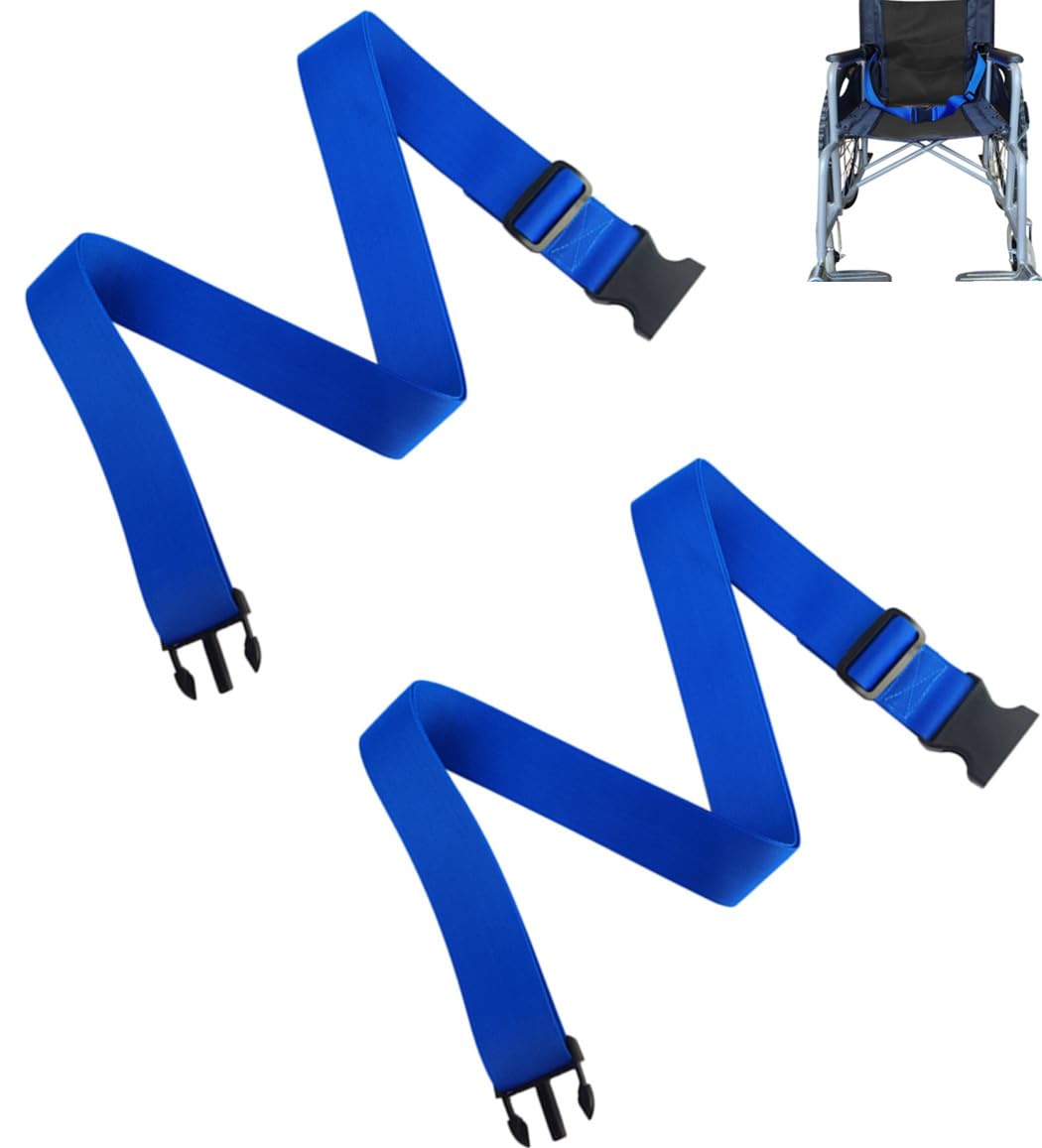Wheelchair Safety Strap Seat Belt,Adjustable High Chair Safety Harness,Patients Cares Safety Strap,Chair Strap for Elderly/Adults/Kids (2PCS-Blue)