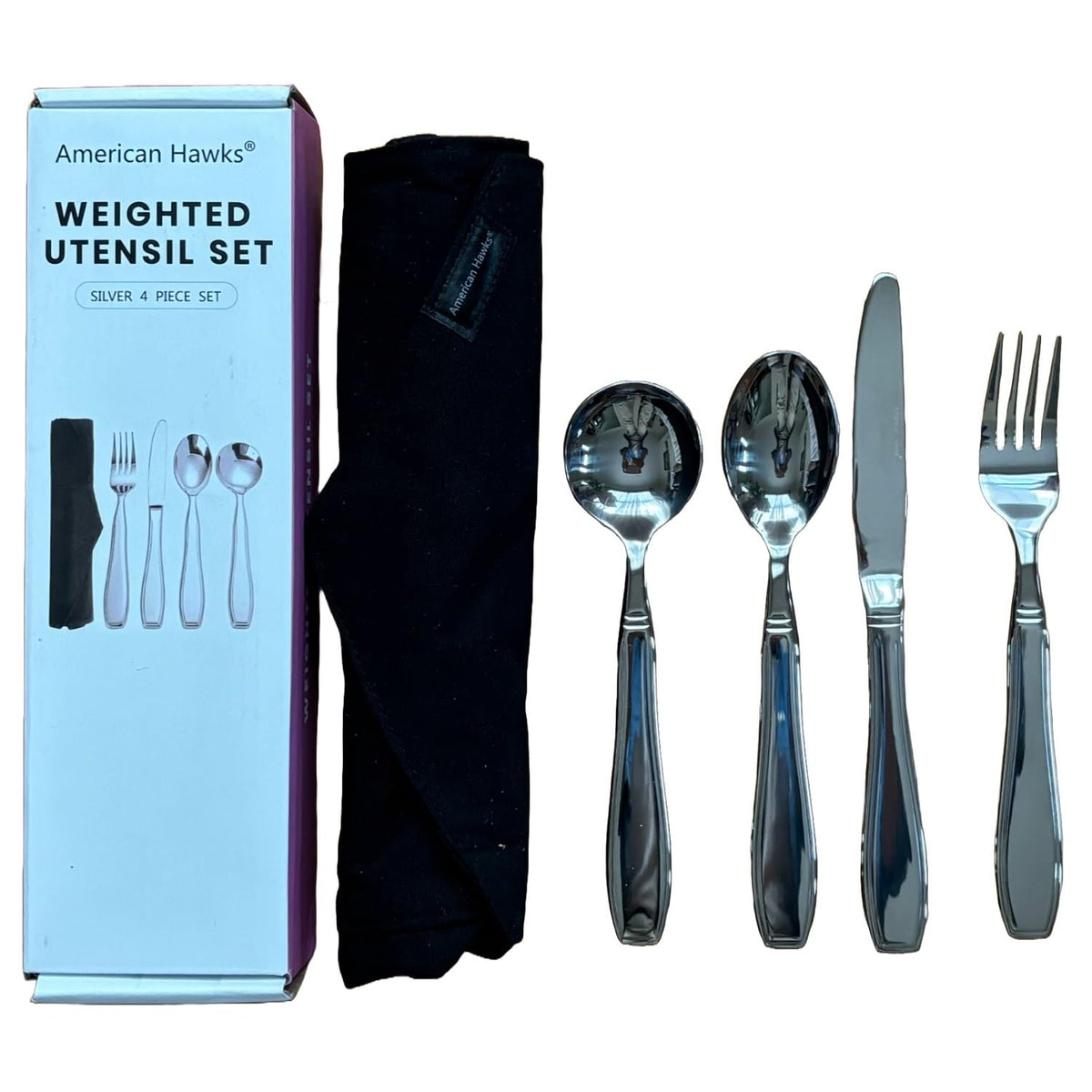 Weighted Utensils for Tremors and Parkinson Patients - Heavy Duty 7 oz Weight Knife Fork Spoons Stainless Steel Silverware Set Adaptive Eating Flatware Elderly Hand Tremors Parkinsons Arthritis
