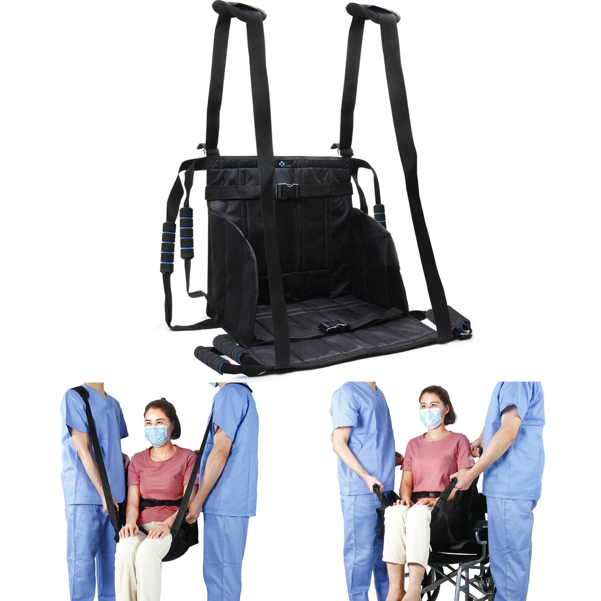 REAQER Transfer Belt Patient Lift Aid Slide Board for Lifting Seniors Wheelchair Seatbelt Stair Lifts Assist Transferring for Elderly BariatricHandicap Mobility Aids Equipment(8Handles +2 Straps)