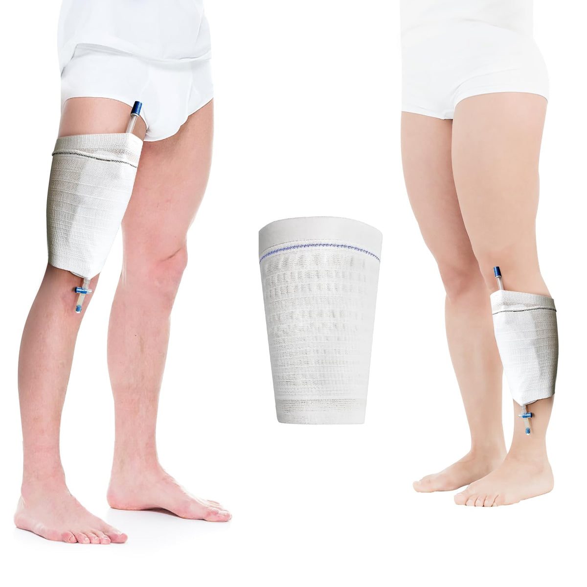 Catheter Leg Bag Holder 2 Count- Fabric Urine Bag Sleeves Secure Drainage Adjustable Straps for Men Women and Wheelchair Users (M)