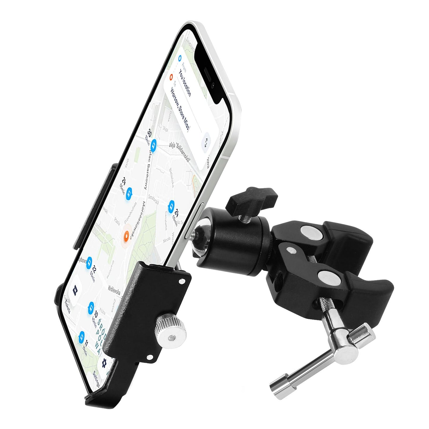 Codyofwatar Phone Holder with Clamp for Golf Cart All Metal Universal Phone Holder Handlebar Mount Clamp for Golf Stroller Bicycle Bike Wheelchair