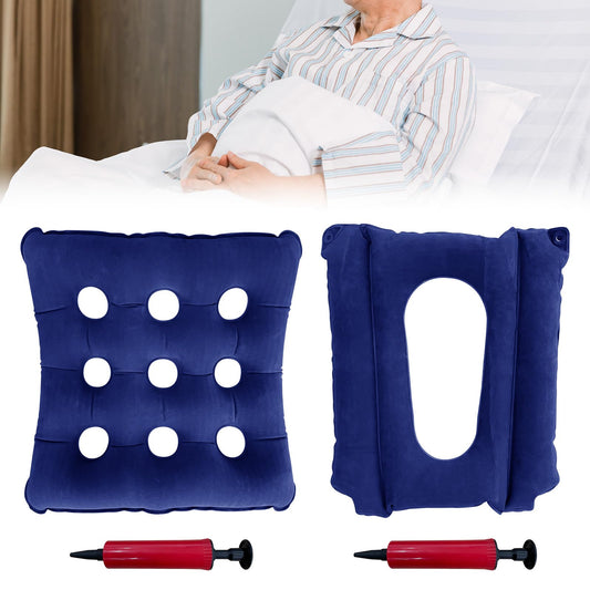 2 Pack Inflatable Seat Cushions Breathable Nursing Anti-Bedsore Air Cushion Seat Pad Waffle Chair Cushion for Sitting Toilet Wheelchair Chair Shower Chair (with Inflatable Pump)