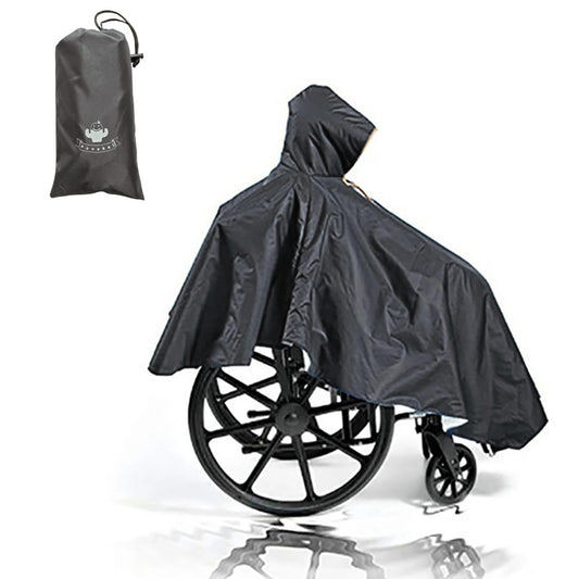 Wheelchair Poncho Wheelchair Covers Waterproof with Reflective Strips Rain Ponchos for Adults Reusable Adjustable HoodSecure Buckle Straps Black Electric Wheelchair Accessories (Black)