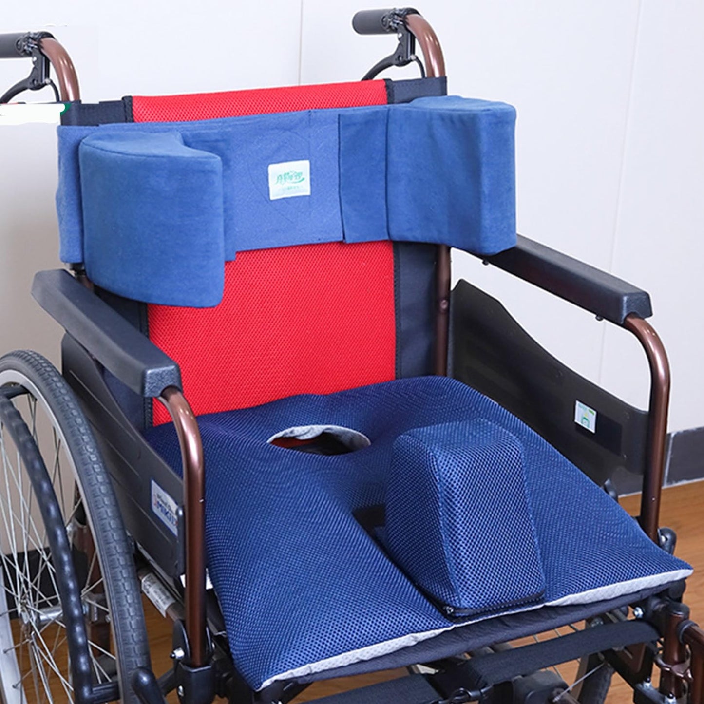 Migeek Wheelchair Lateral Support Cushion Wheelchair Back Support Cushion for Positioning Lateral Foam Wedge Cushion for The Elderly (Blue)(Waist Rest+Cushion)