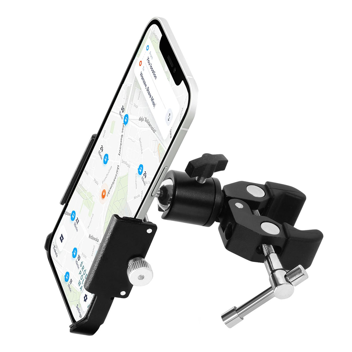 Codyofwatar Phone Holder with Clamp for Golf Cart All Metal Universal Phone Holder Handlebar Mount Clamp for Golf Stroller Bicycle Bike Wheelchair