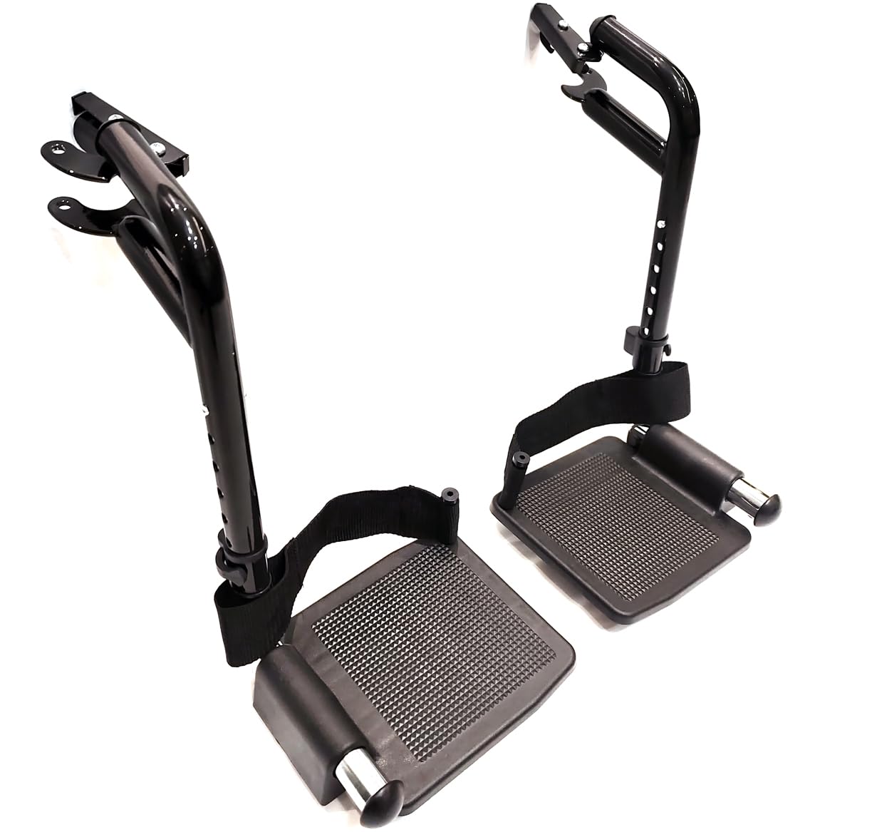 Wheelchair swing away footrestsEconomy Footrest for Standard Wheelchairs and Transport Chair Composite Footplates and Heel LoopsUniversal Swing-Away Footrests Same function as PP-SF.(1 Pr Black)