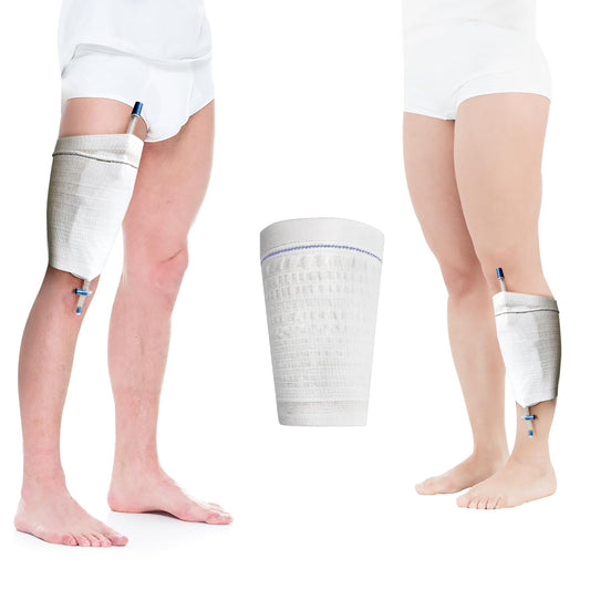 Catheter Leg Bag Holder 2 Count- Fabric Urine Bag Sleeves Secure Drainage Adjustable Straps for Men Women and Wheelchair Users (M)
