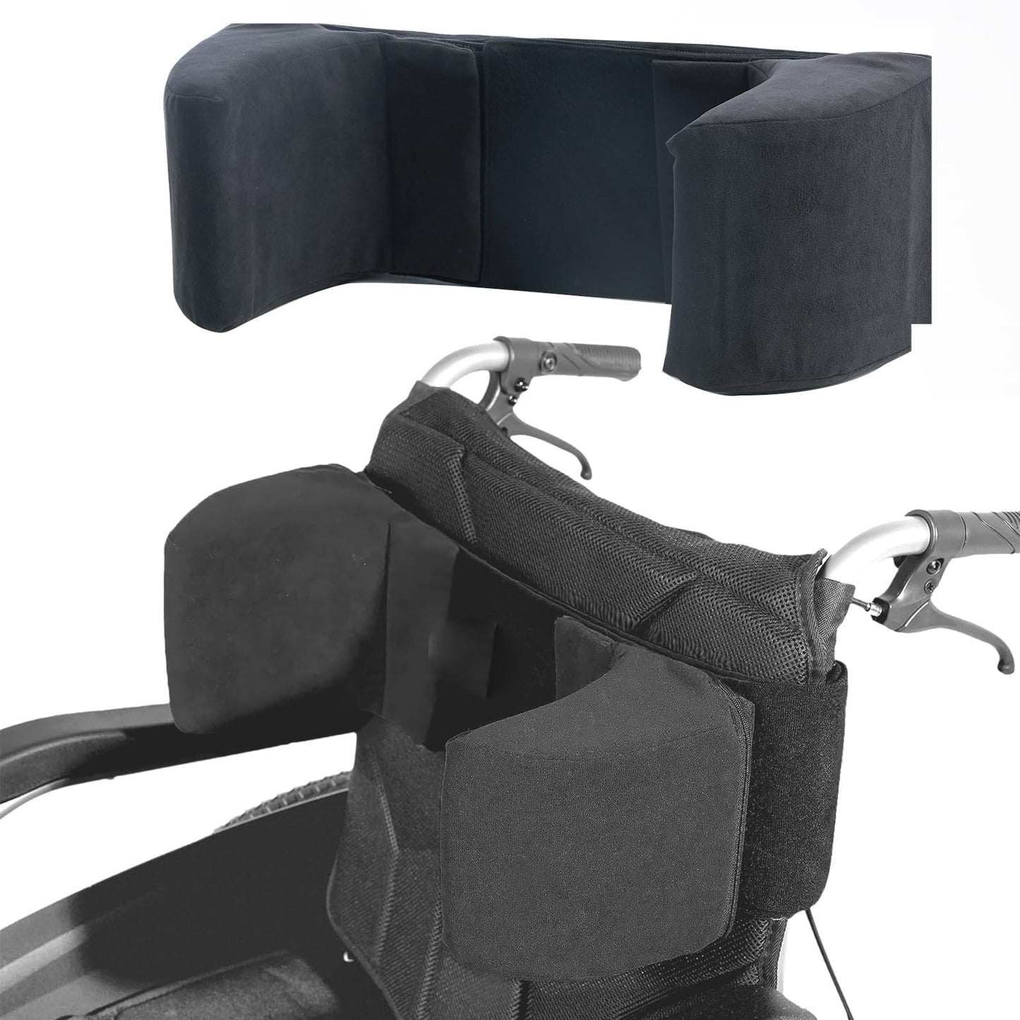 SGTMATCY Lateral Support for Wheelchair Lateral Support Cushion with Adjustable Side Panels for WheelchairsWheelchair Stabilizer Attachment Chair Side PadsLateral Foam Wedge for Elderly (Black)